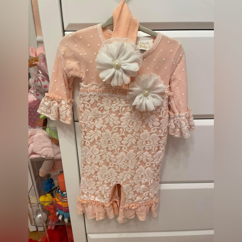 Haute baby 6/9m set with headband